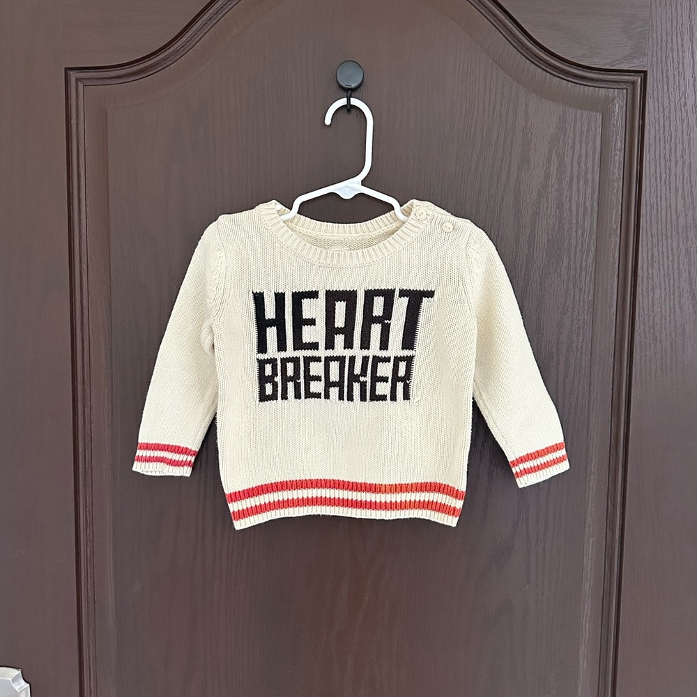 3/$25 GAP Baby Boy Cream Letter Knit Sweater 100% Cotton Cozy Pullover 12–18M